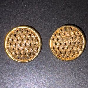Vintage 80’s Gold Woven Round Earrings